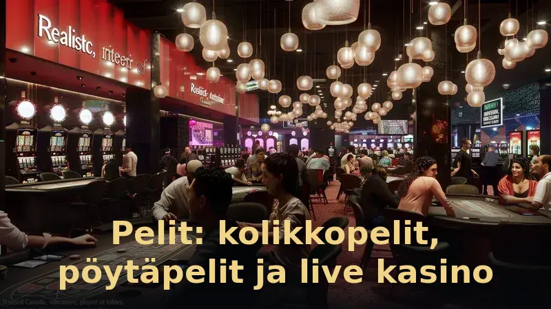 Pelit: kolikkopelit, pöytäpelit ja live kasino